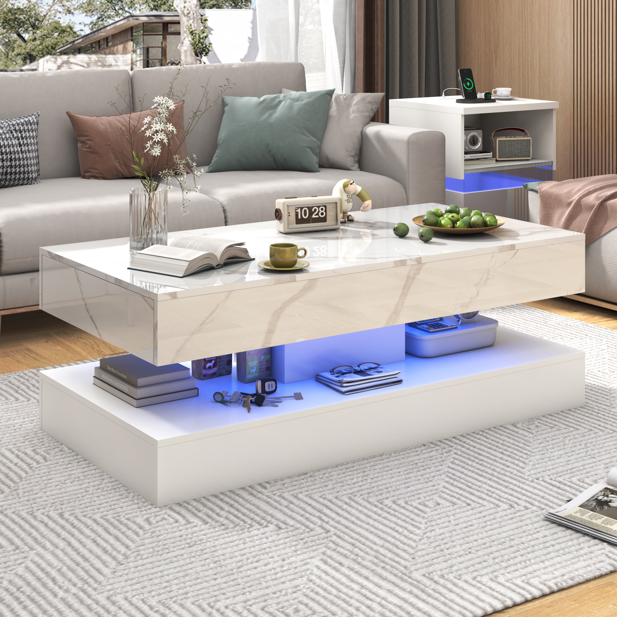 Desk Setup Modern - Modern Stylish Coffee Table with LED