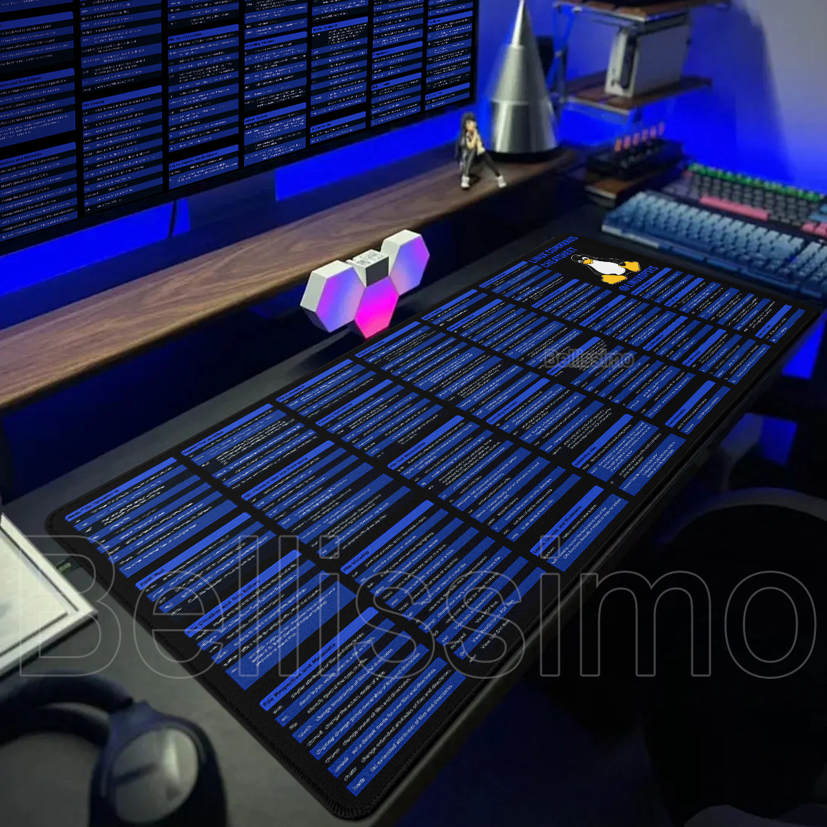 Desk Setup Programmer - Large Linux Commands Line Mouse Pad