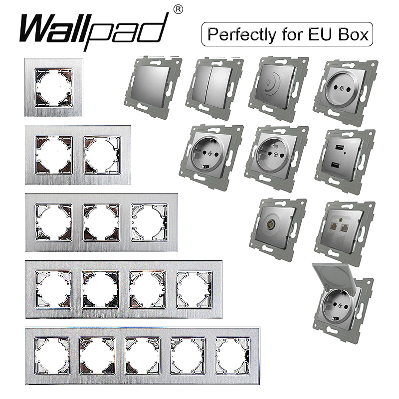 Power Strip Flat - Silver EU Metal Frame Electrical Socket