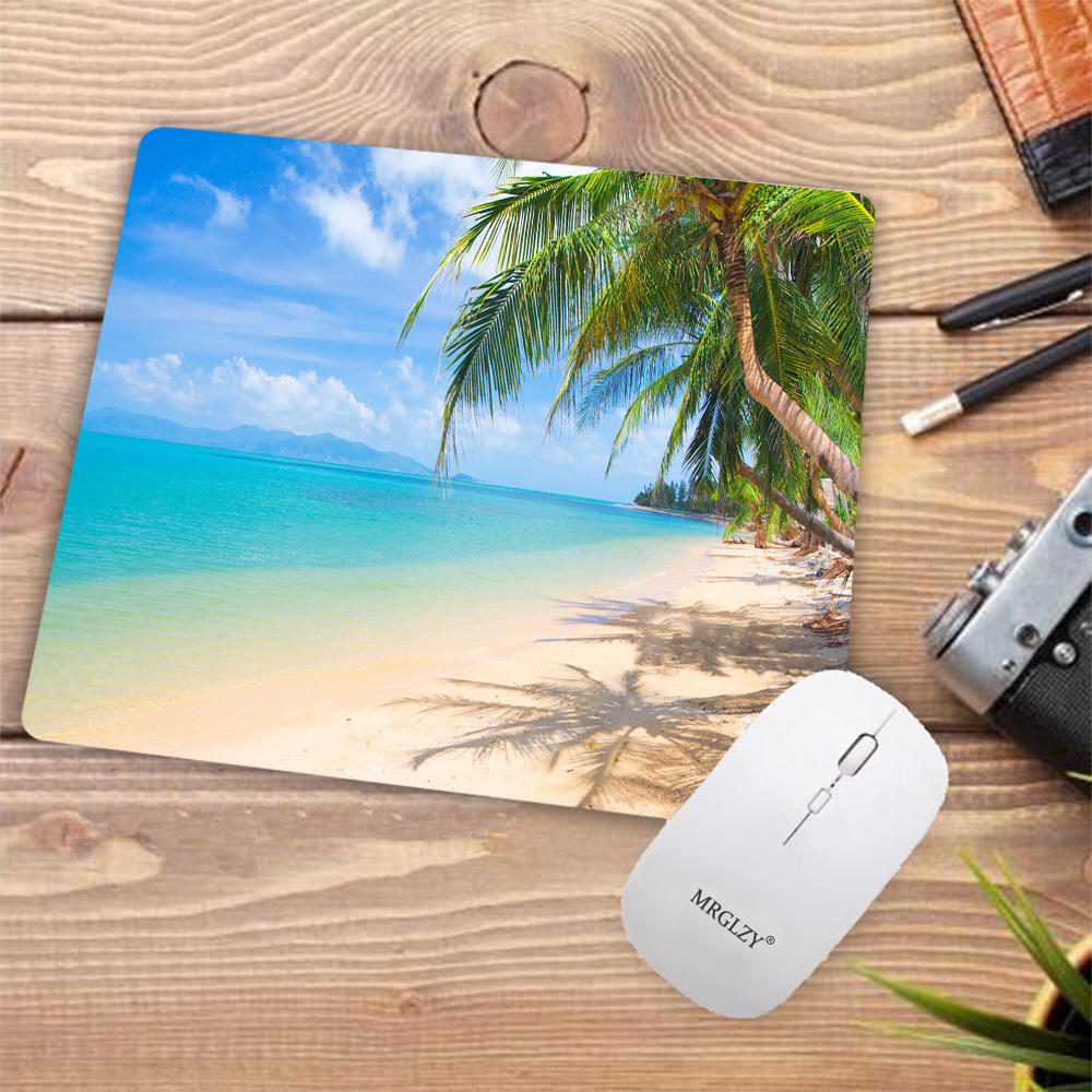 Desk Setup Gadgets - Desk Pad Tropical Palm Beach Rubber
