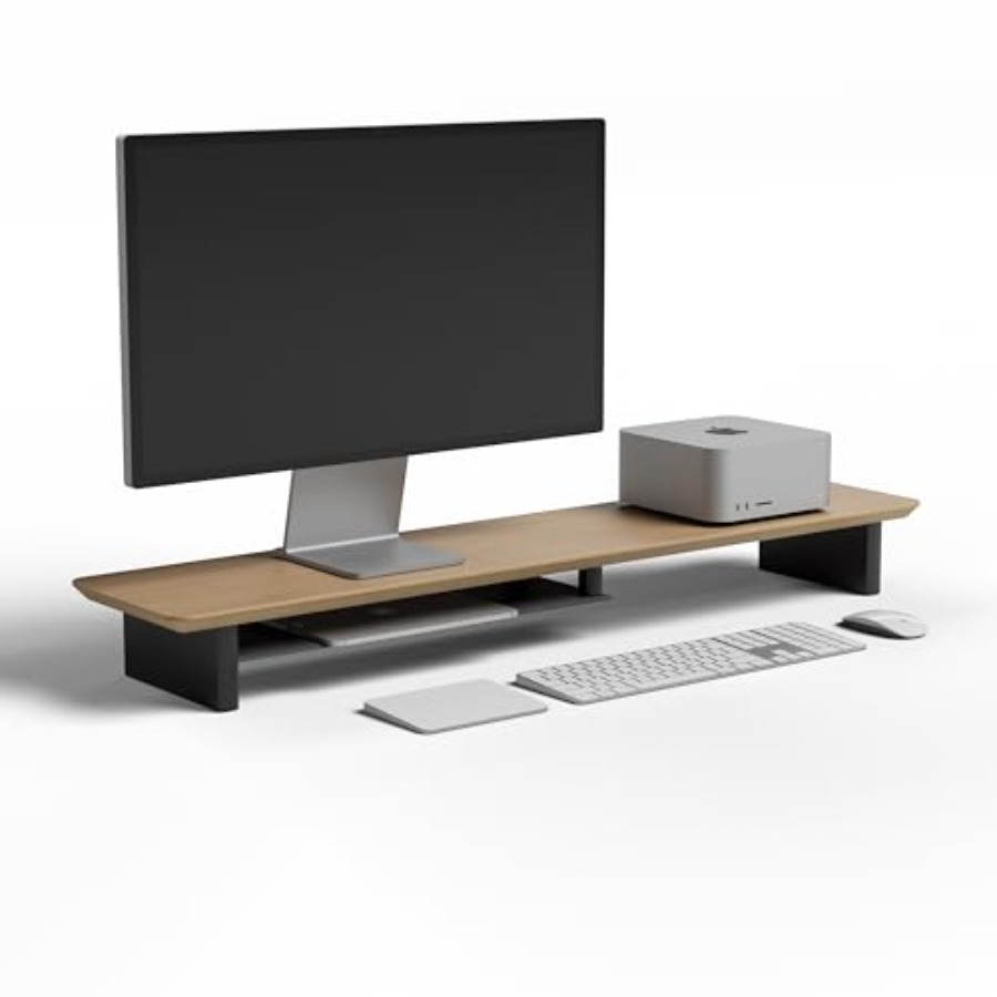 Desk Setup Oak - White Oak Dual-Tier Ergonomic Desk Setup