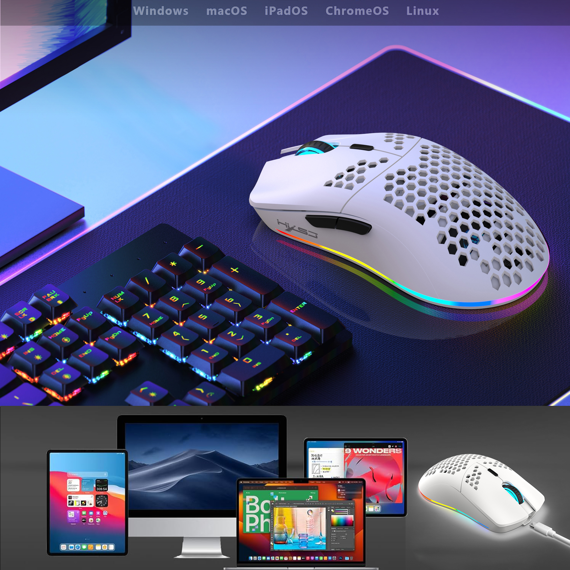 HXSJ T66 3-mode 10000DPI gamin - огляд і ціна Desk Setup Programmer