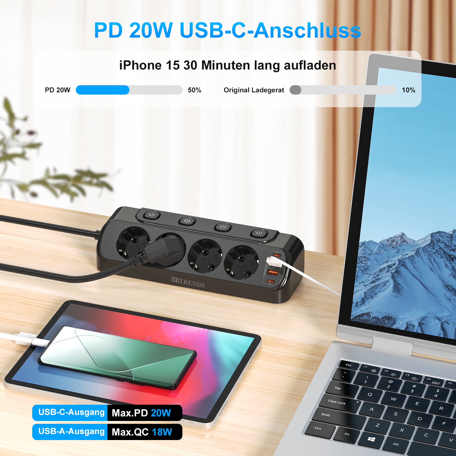 European Desktop Socket multi- - огляд і ціна Power Strip Flat