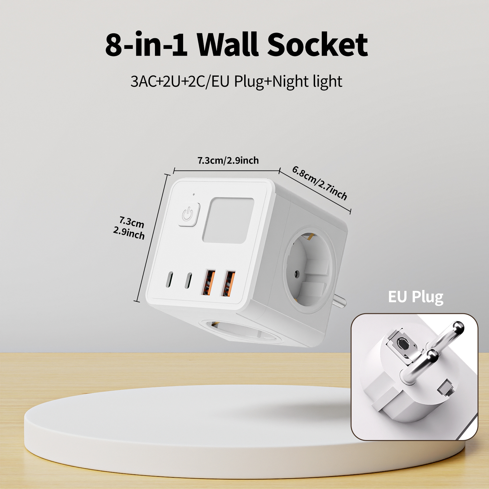 1 EU power strip, 3 AC sockets - огляд і ціна Power Strip Flat