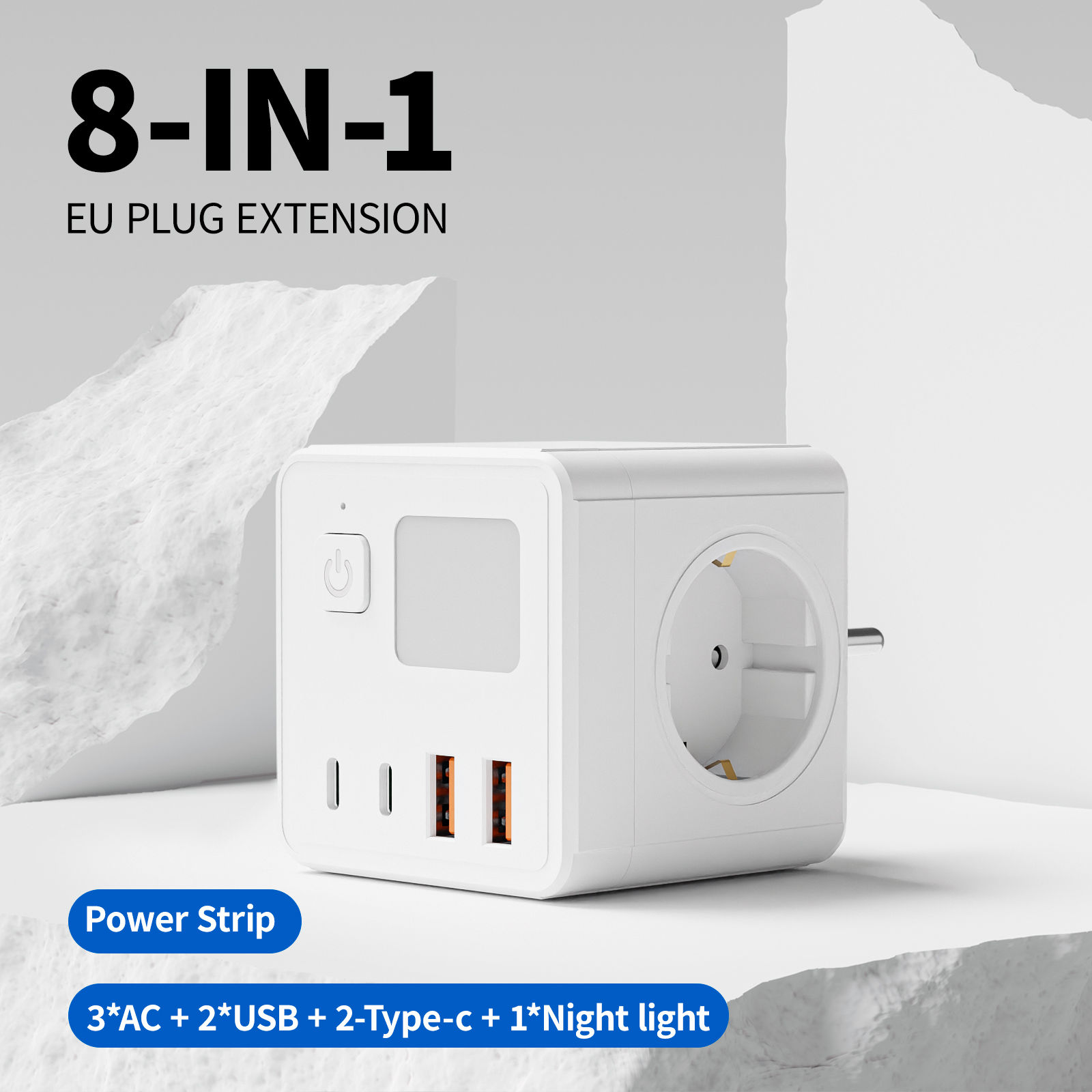 1 EU power strip, 3 AC sockets - огляд і ціна Power Strip Flat