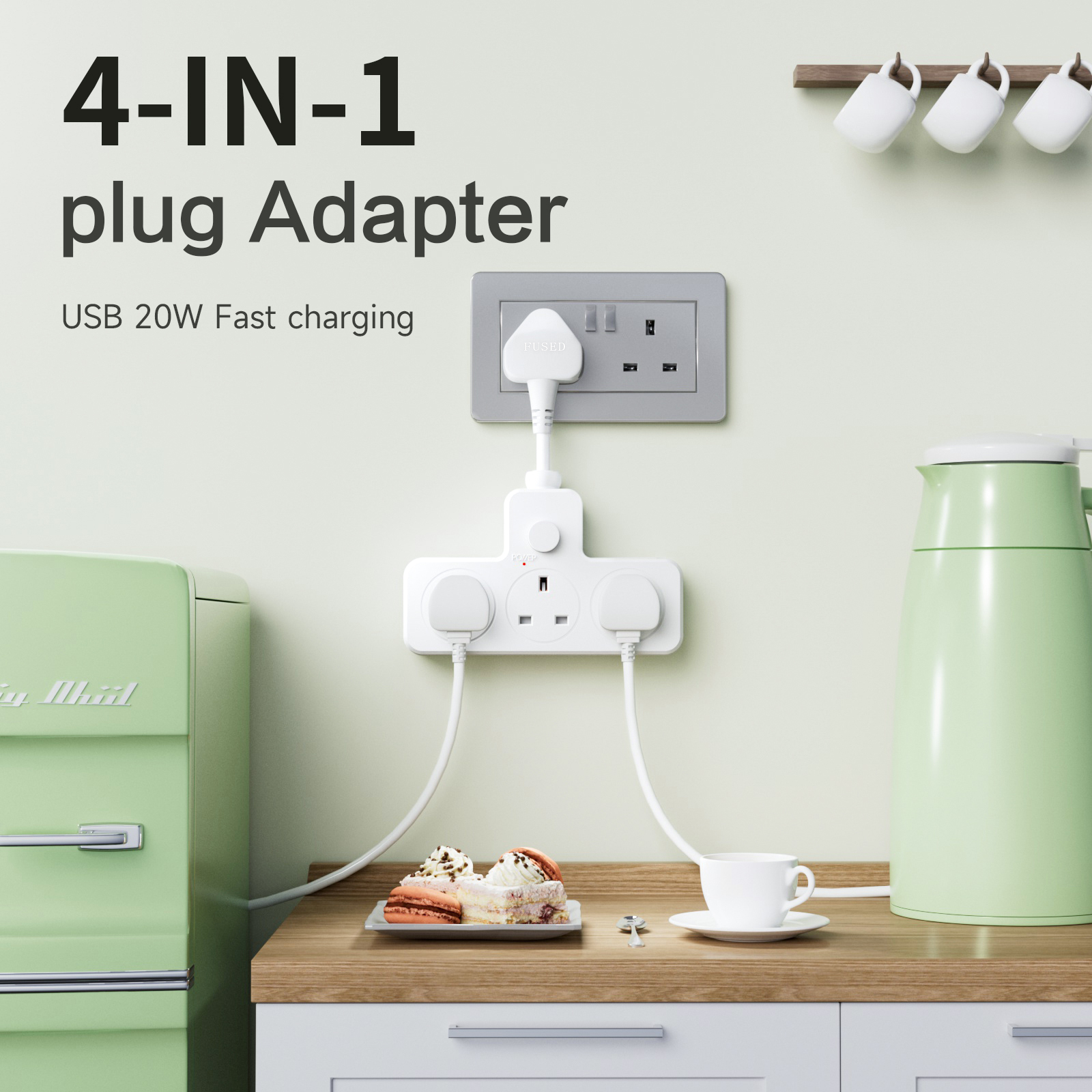 UK Power Plug Wall Outlet 13A  - огляд і ціна Power Strip Flat