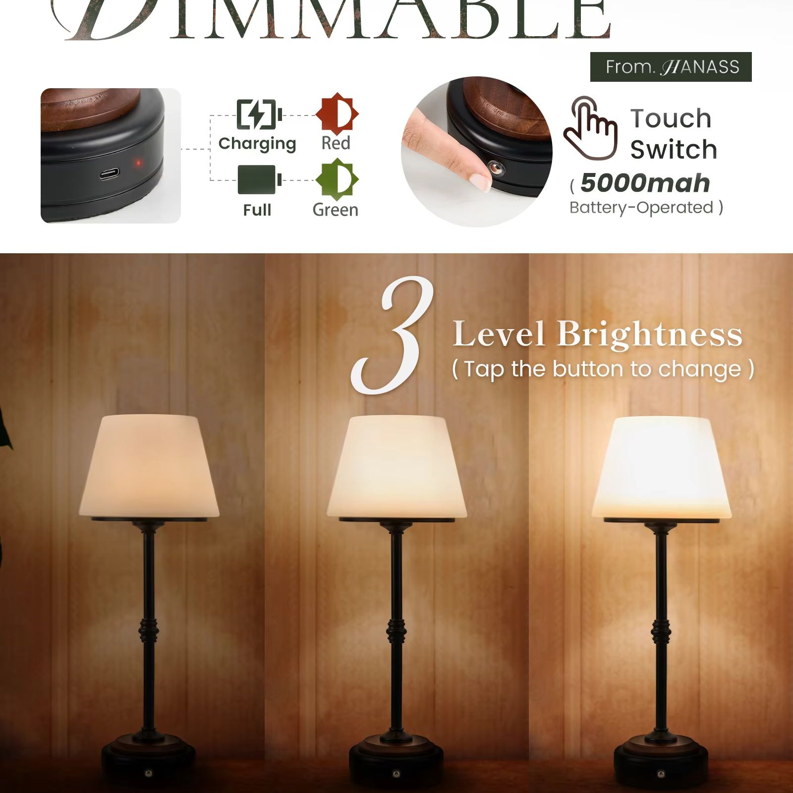 Cordless Table Lamps Set of  5 - огляд і ціна Desk Setup Modern