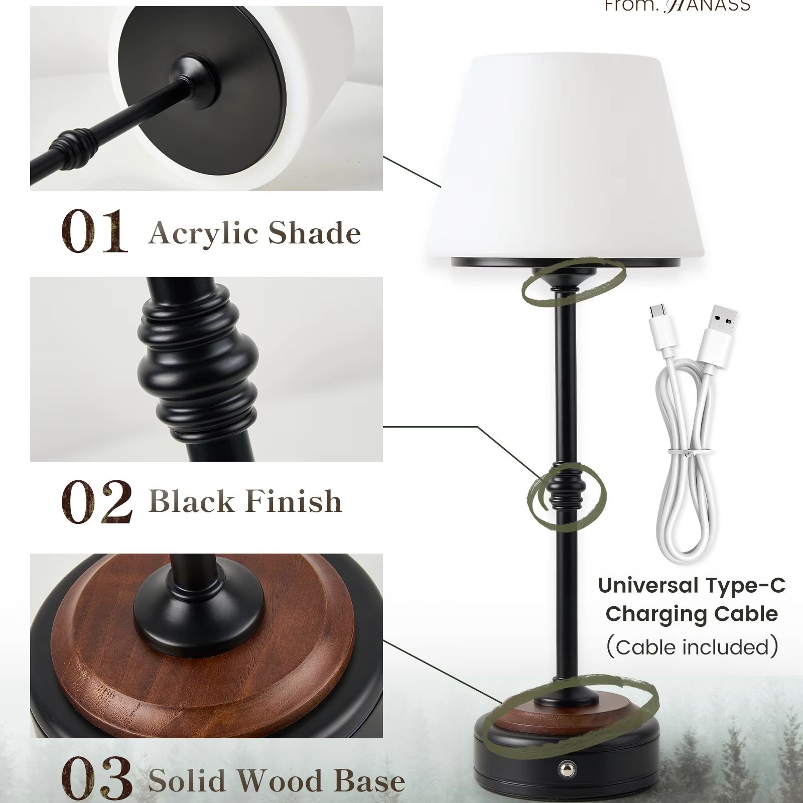Cordless Table Lamps Set of  5 - огляд і ціна Desk Setup Modern
