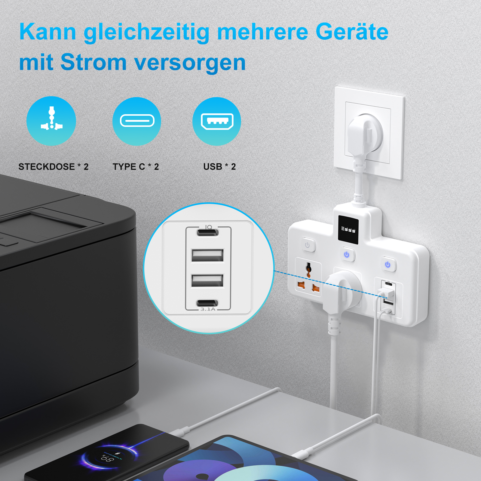 AU plug Universal Outlet Power - огляд і ціна Power Strip Flat