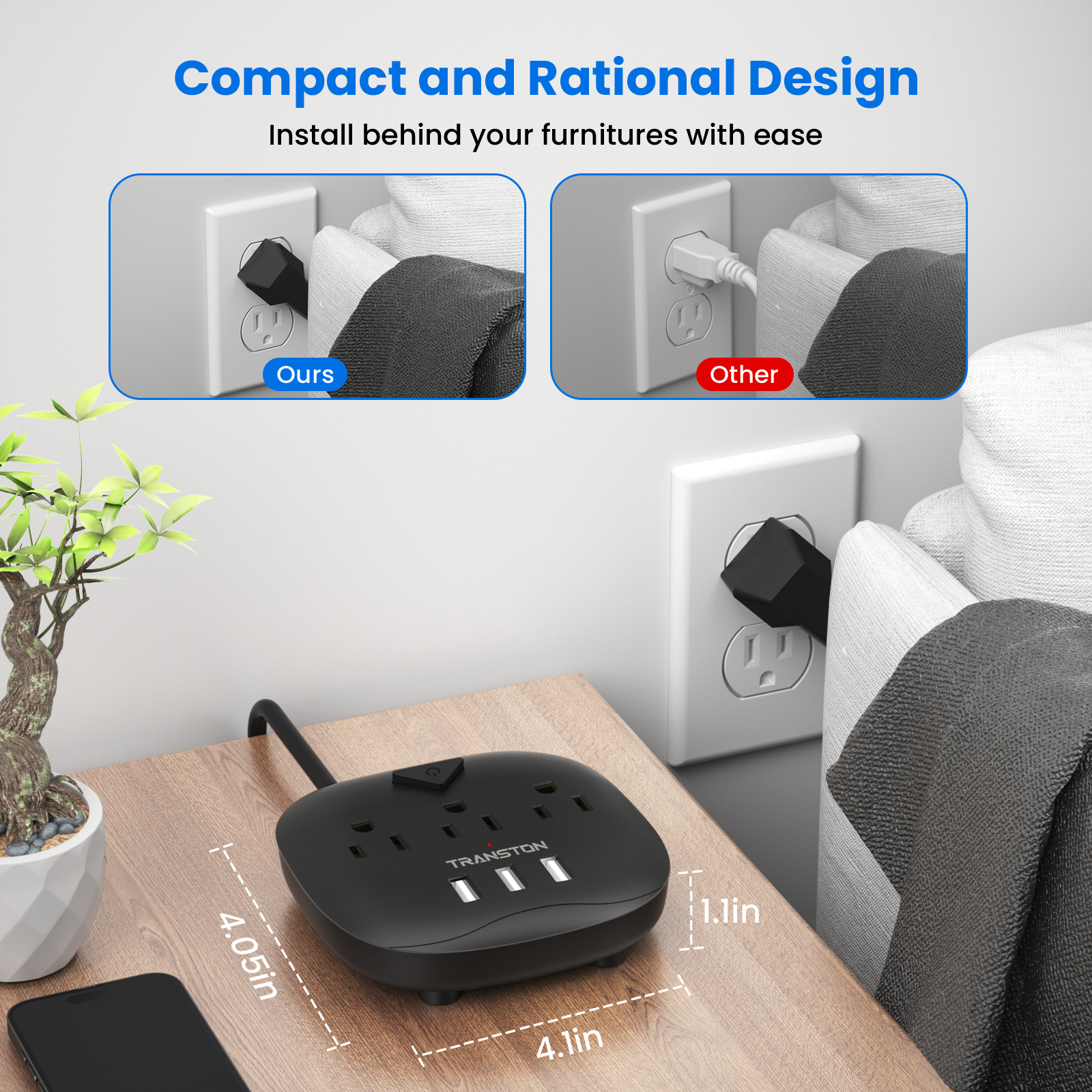 TRANSTON power strip    with s - огляд і ціна Power Strip Flat