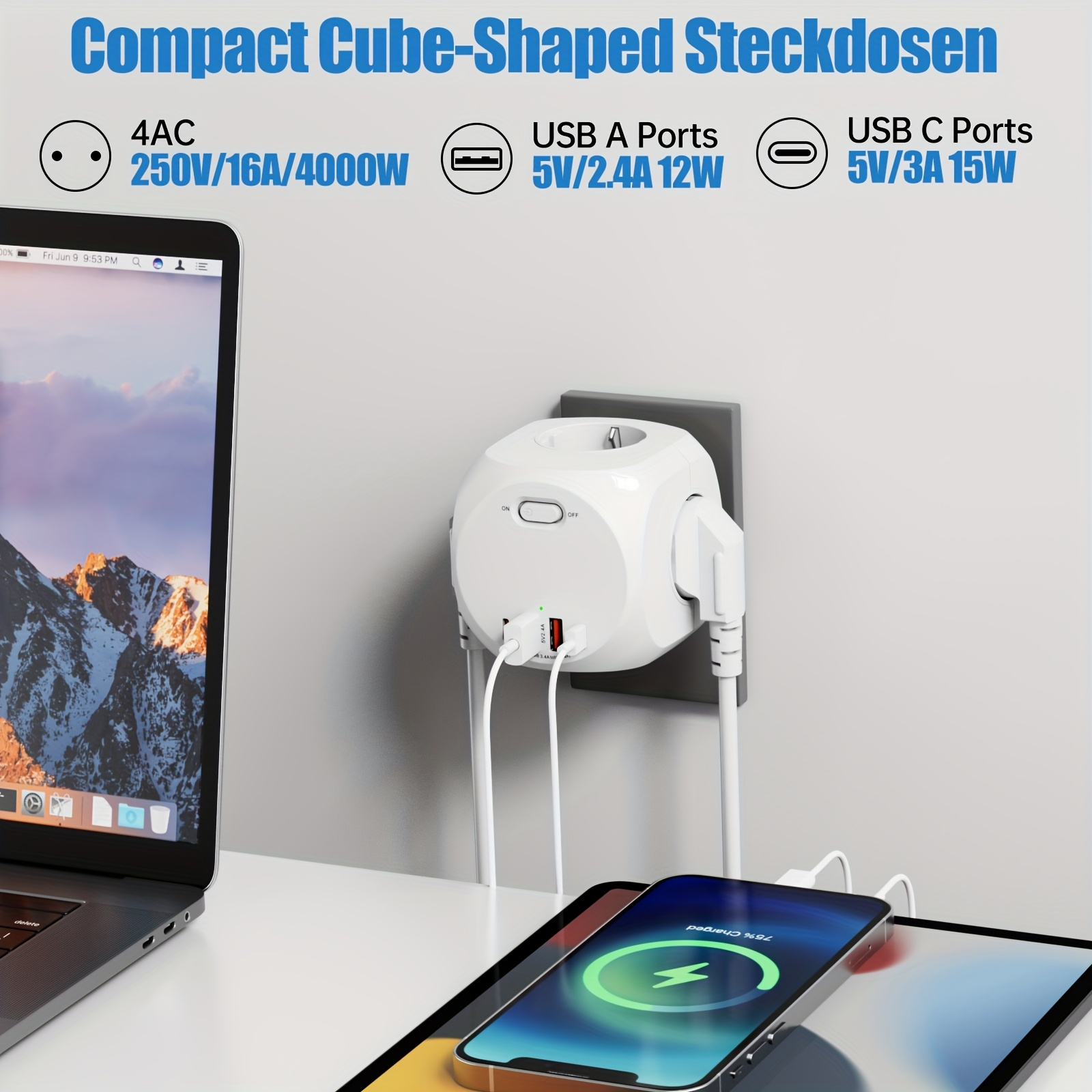 4000W EU Plug Power Strip Cube - огляд і ціна Power Strip Flat
