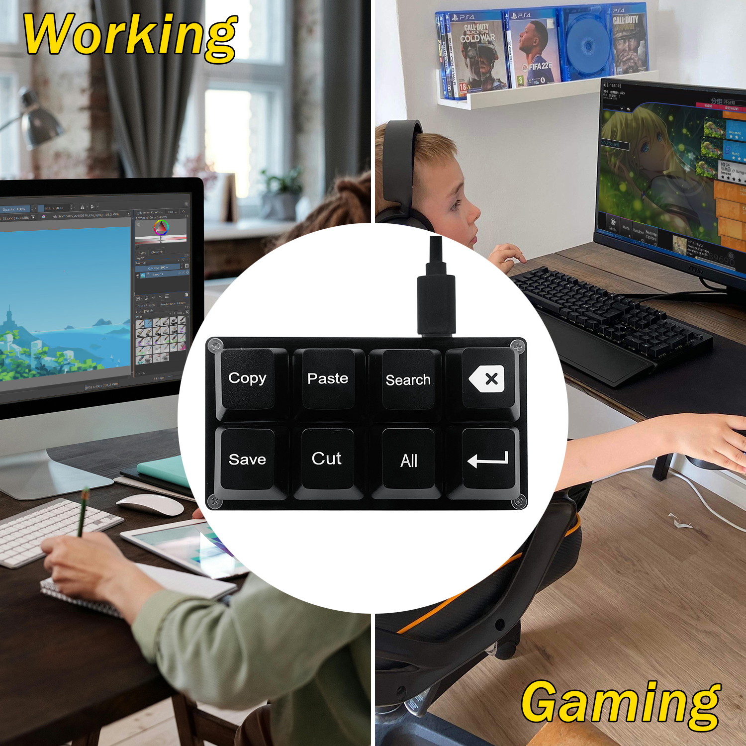 8 Keys Small Keypad Work Short - огляд і ціна Desk Setup Programmer