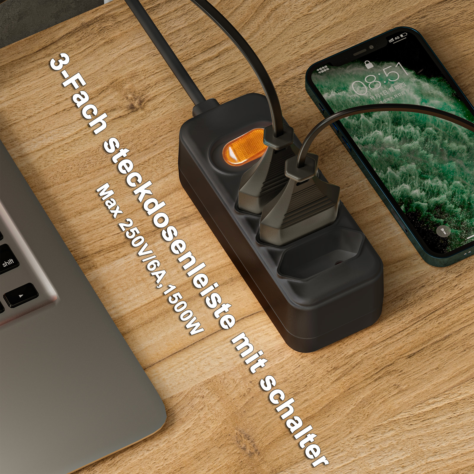 European EU 2 Prong Power Sock - огляд і ціна Power Strip Flat