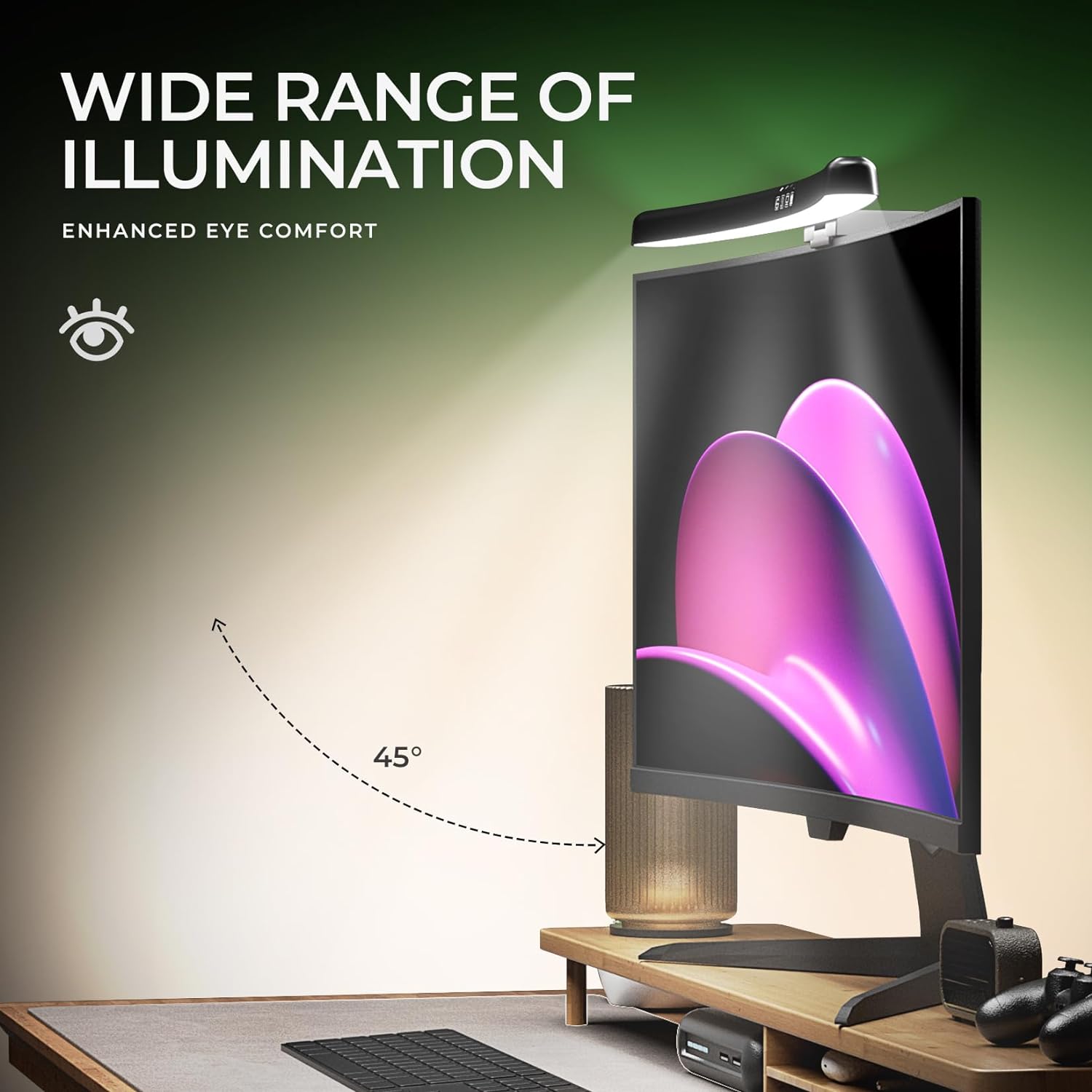 Curved Monitor Light Bar 3 Col - огляд і ціна Desk Setup Modern