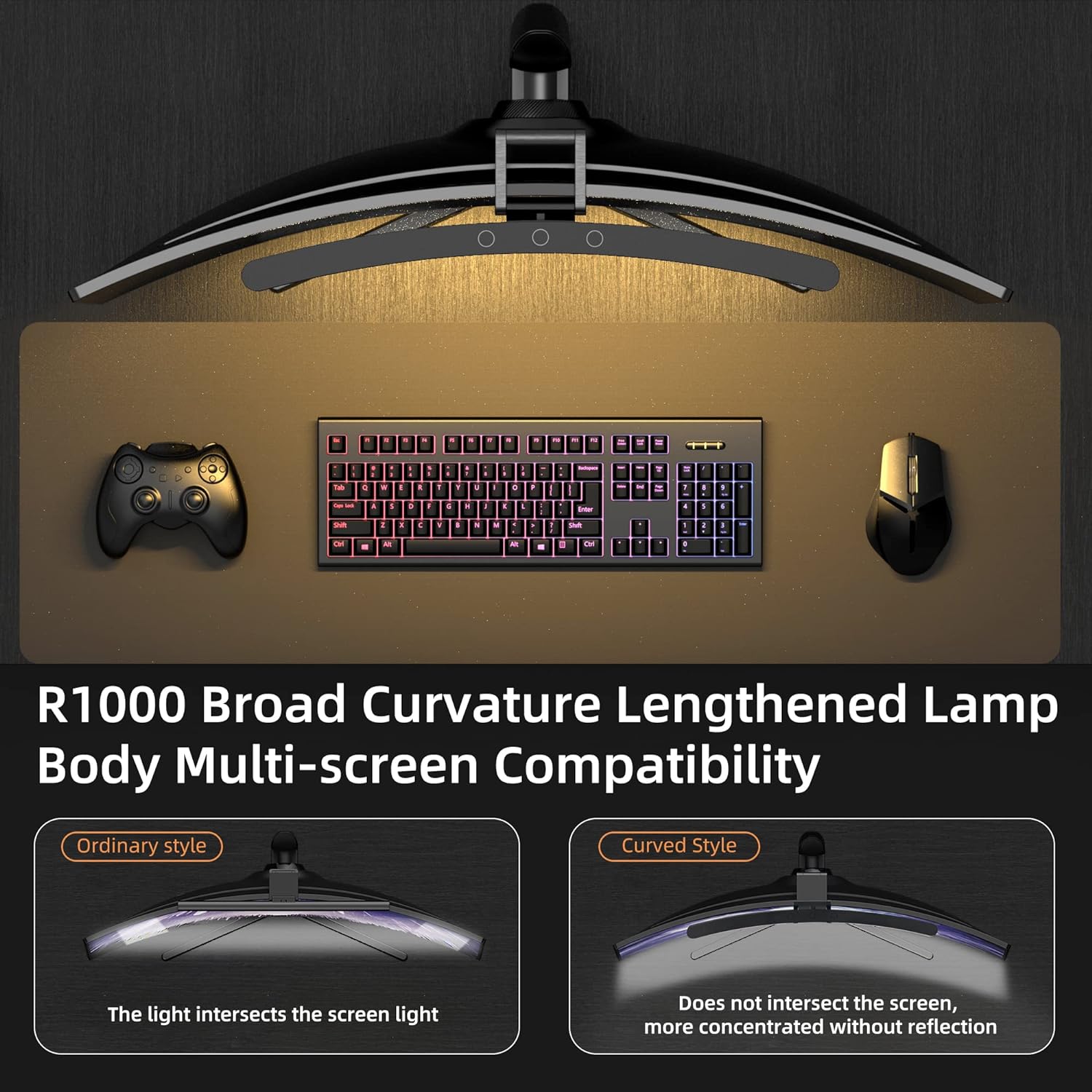 Curved Monitor Light Bar 3 Col - огляд і ціна Desk Setup Modern