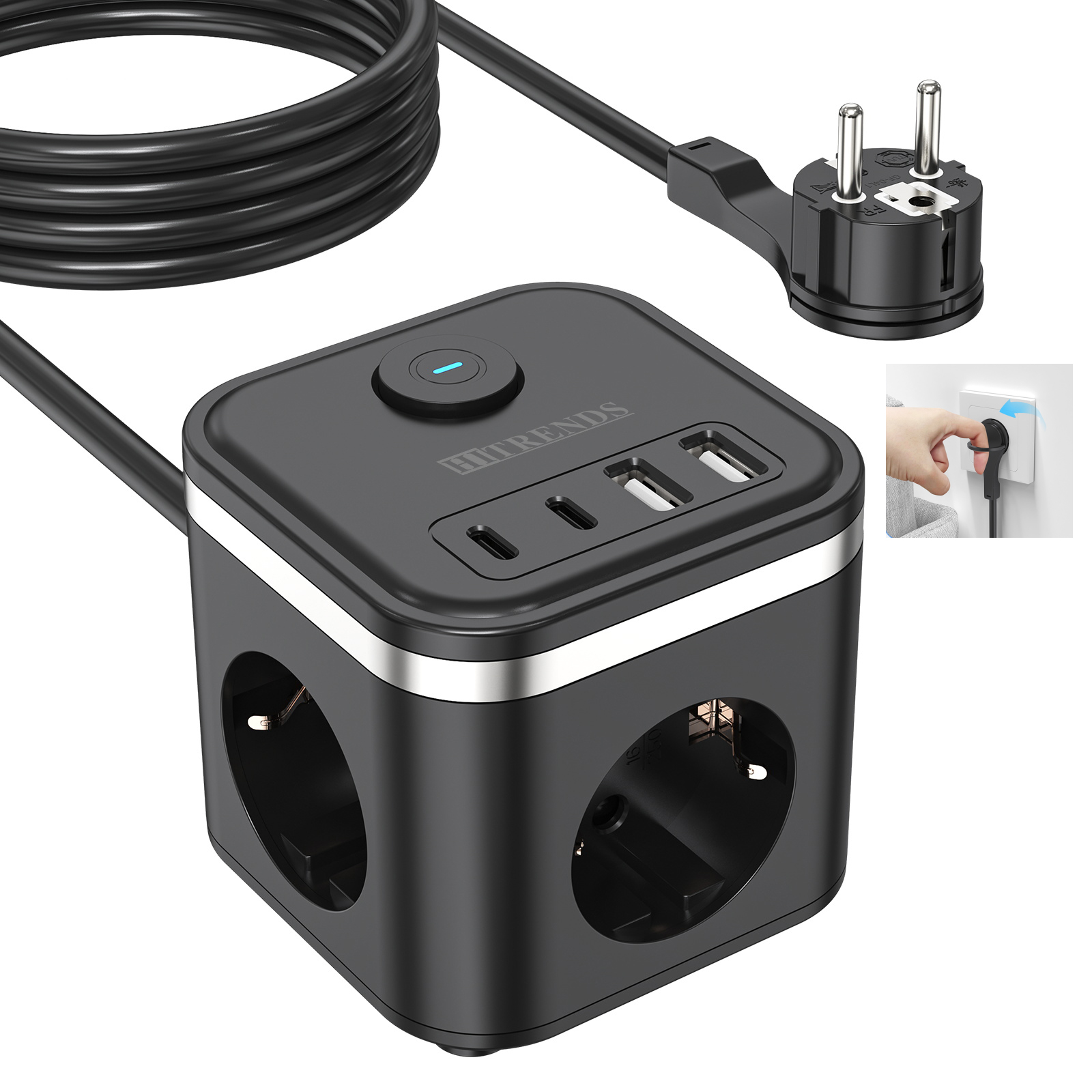 3680W EU Flat Plug Power Strip - огляд і ціна Power Strip Flat