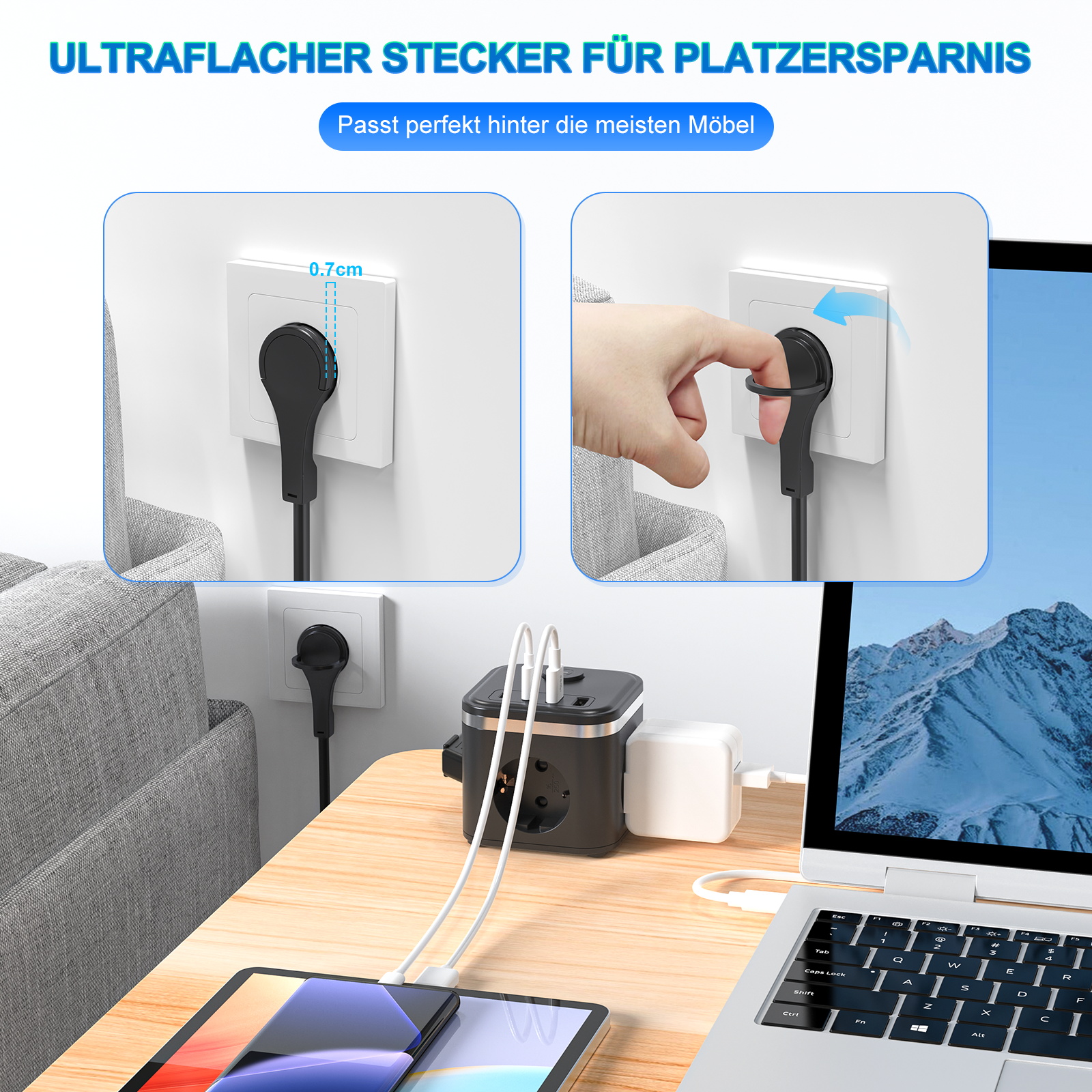 3680W EU Flat Plug Power Strip - огляд і ціна Power Strip Flat