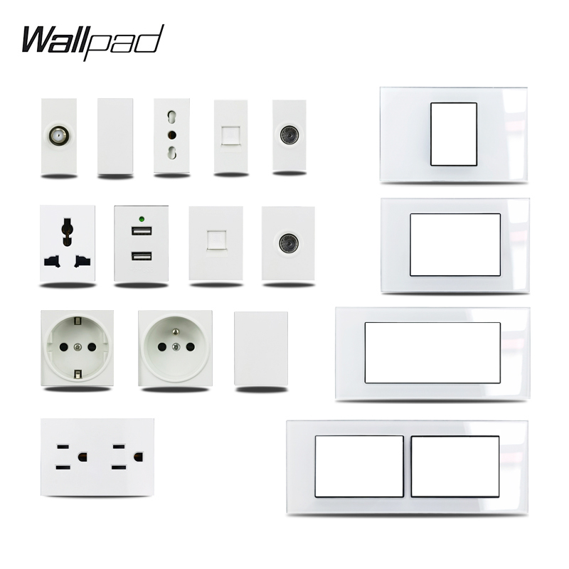 US Italy Type DIY White Glass  - огляд і ціна Power Strip Flat