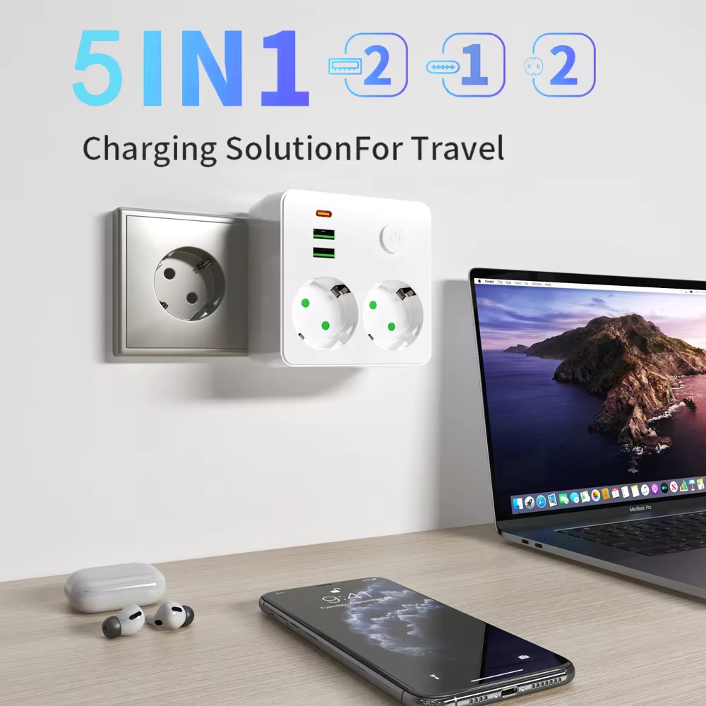 EU Plug Outlet 2 Sockets Multi - огляд і ціна Power Strip Flat
