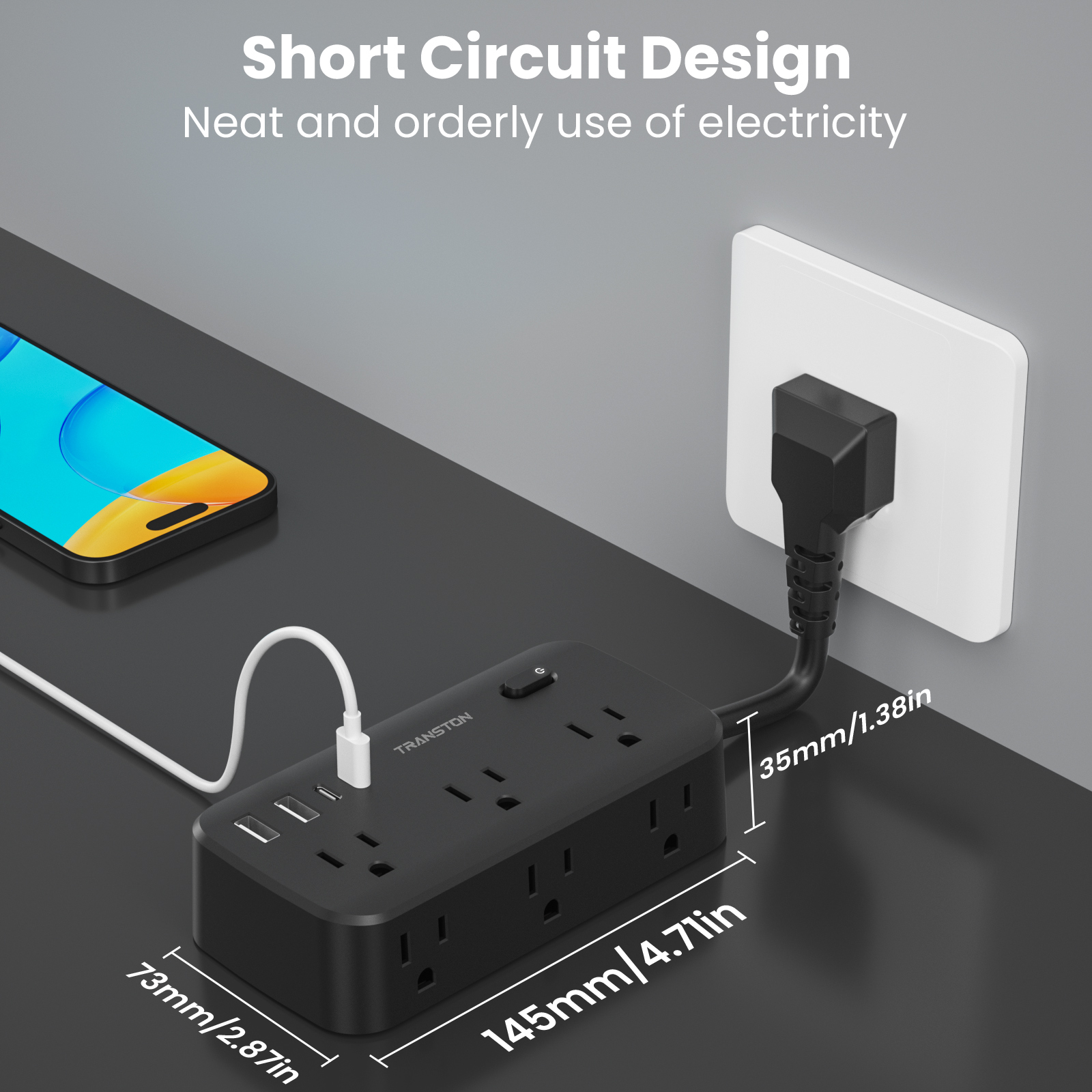 black-power strip surge protec - огляд і ціна Power Strip Flat