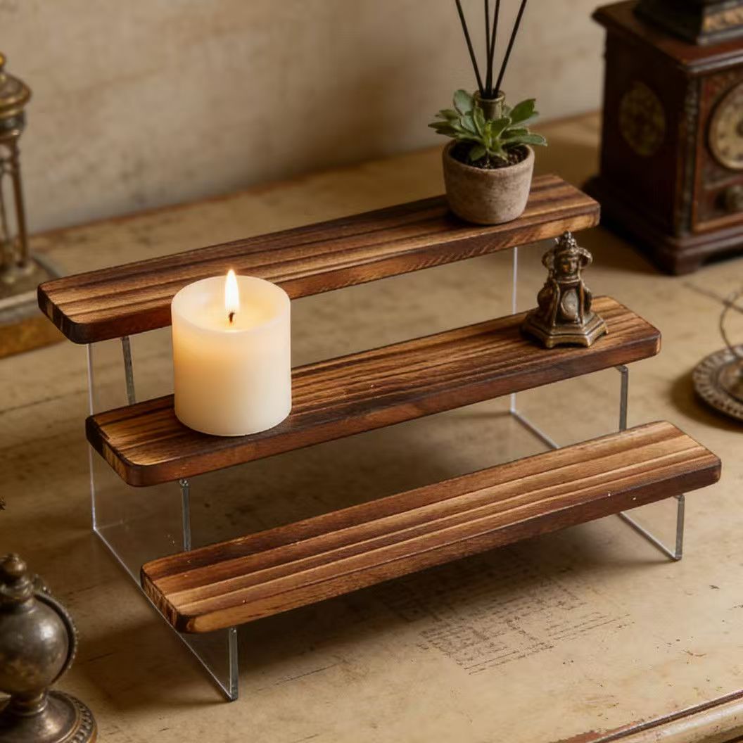 Charred Wooden Step Display St - огляд і ціна Desk Setup Shelves