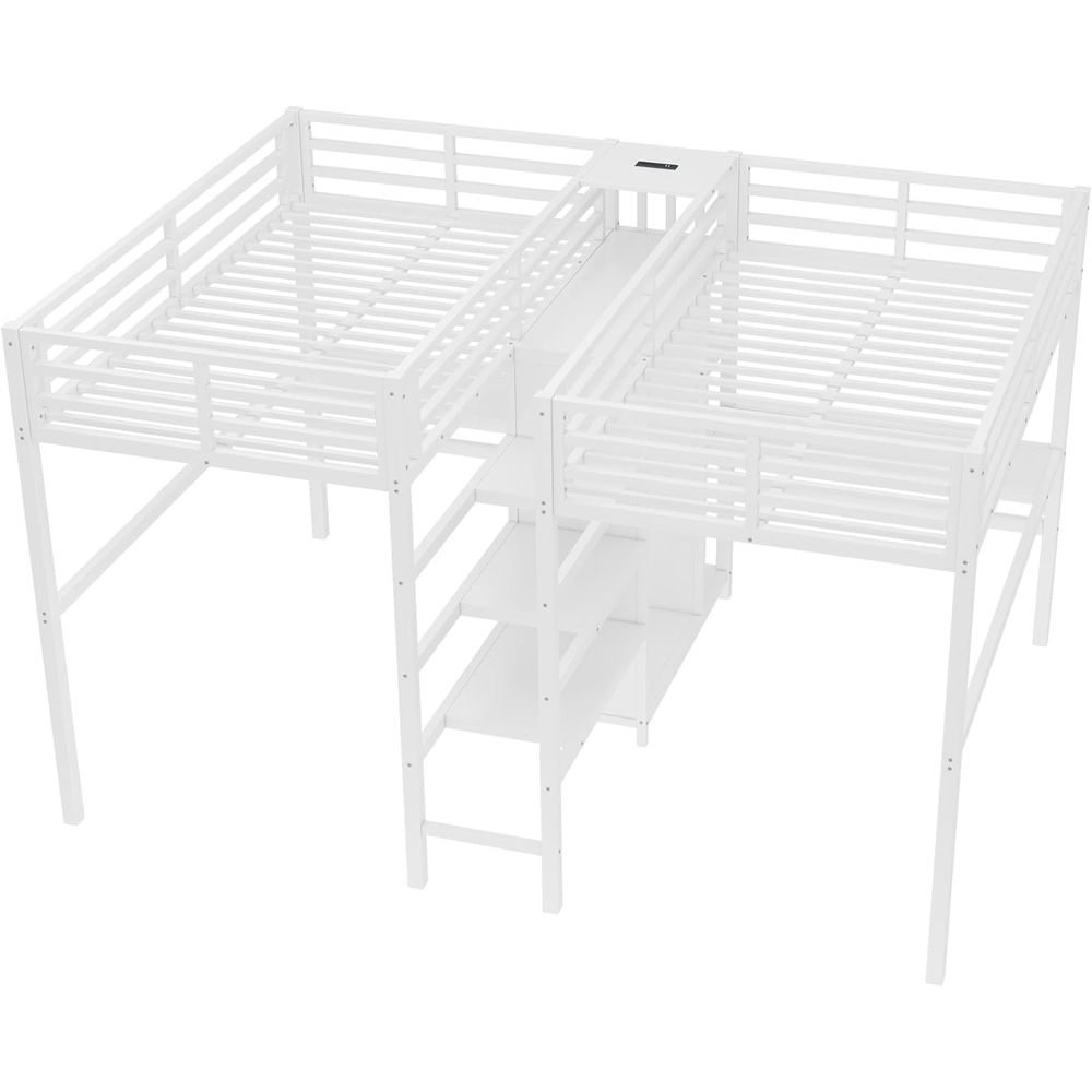 Twin Size Metal Bed with Desk, - огляд і ціна Desk Setup Shelves
