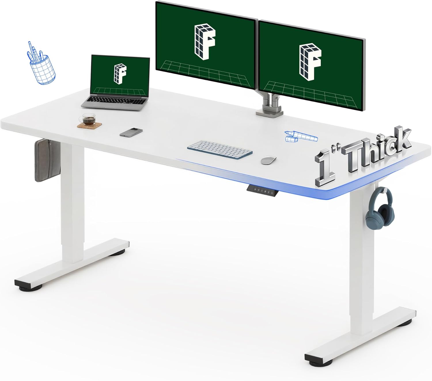 60'x24' One-Piece Electric Sta - огляд і ціна Desk Setup One Monitor