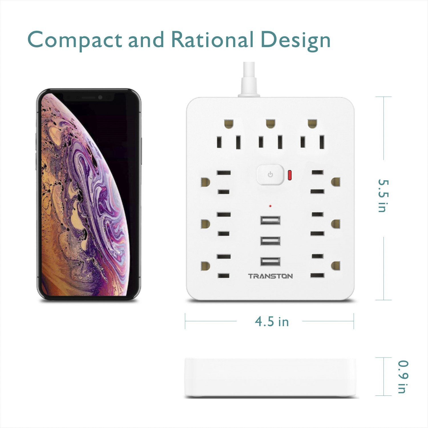 Power Outlet with Surge Protec - огляд і ціна Power Strip Flat