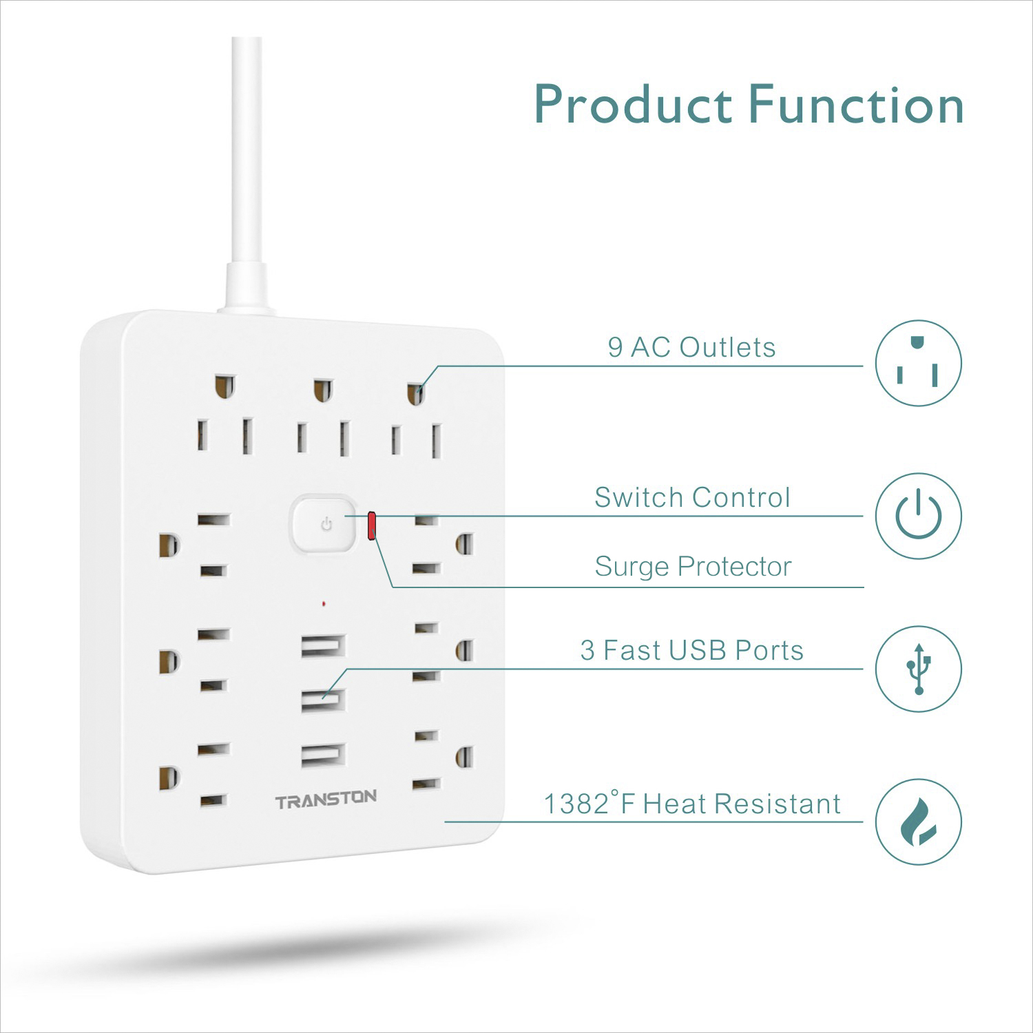 Power Outlet with Surge Protec - огляд і ціна Power Strip Flat