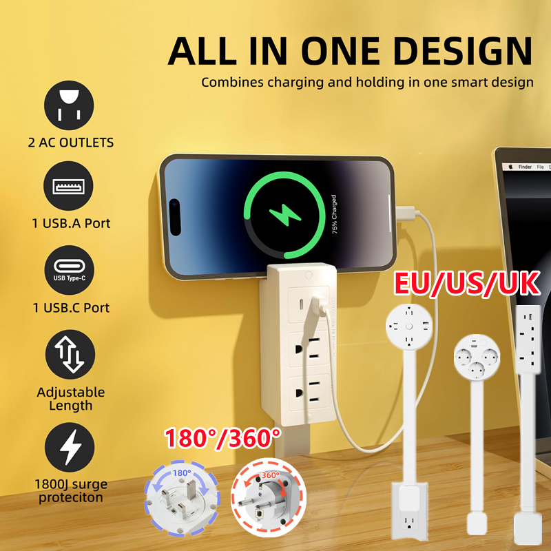 Retractable Socket Rotates Ele - огляд і ціна Power Strip Flat