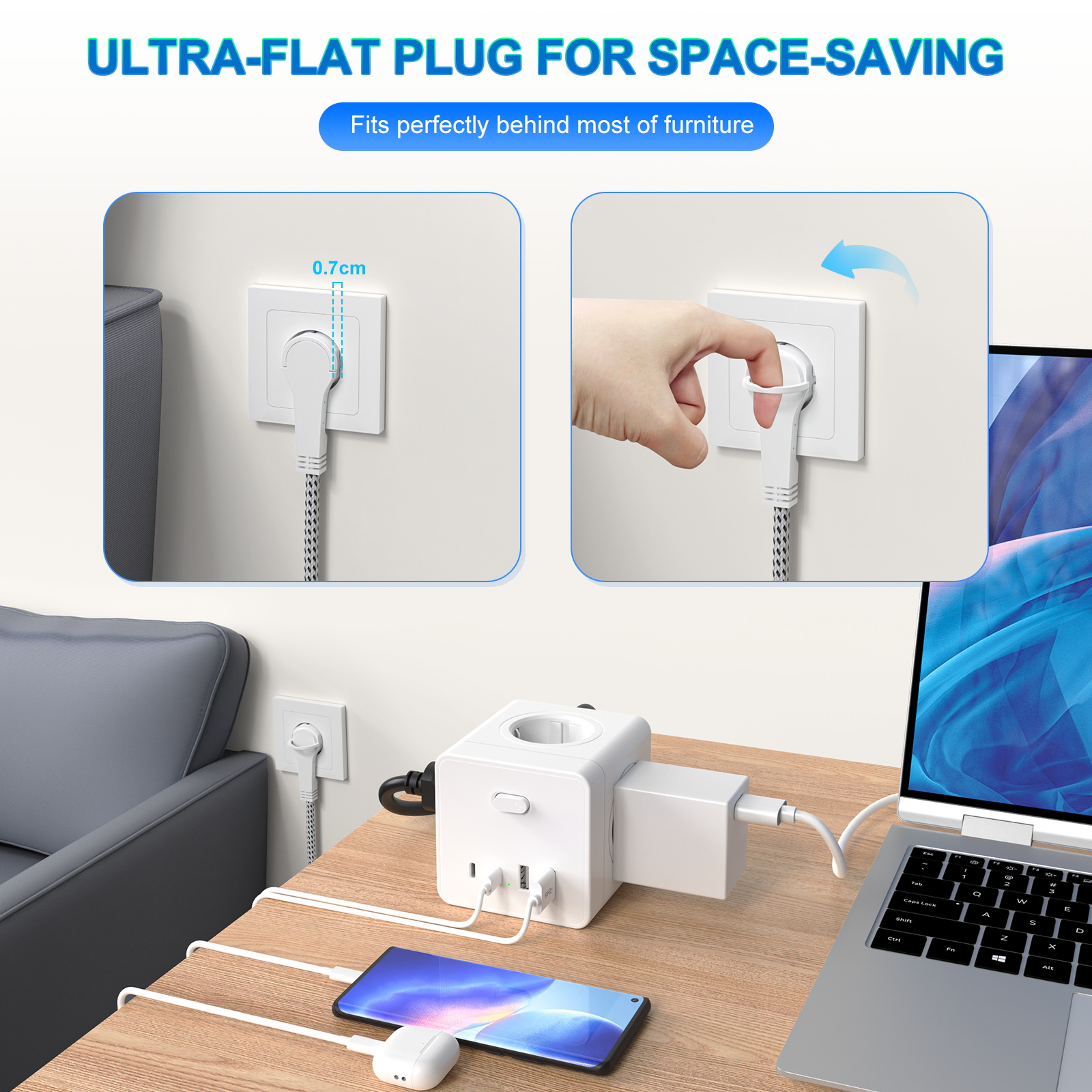 HITRENDS 8-in-1 Cube Socket, 3 - огляд і ціна Power Strip Flat