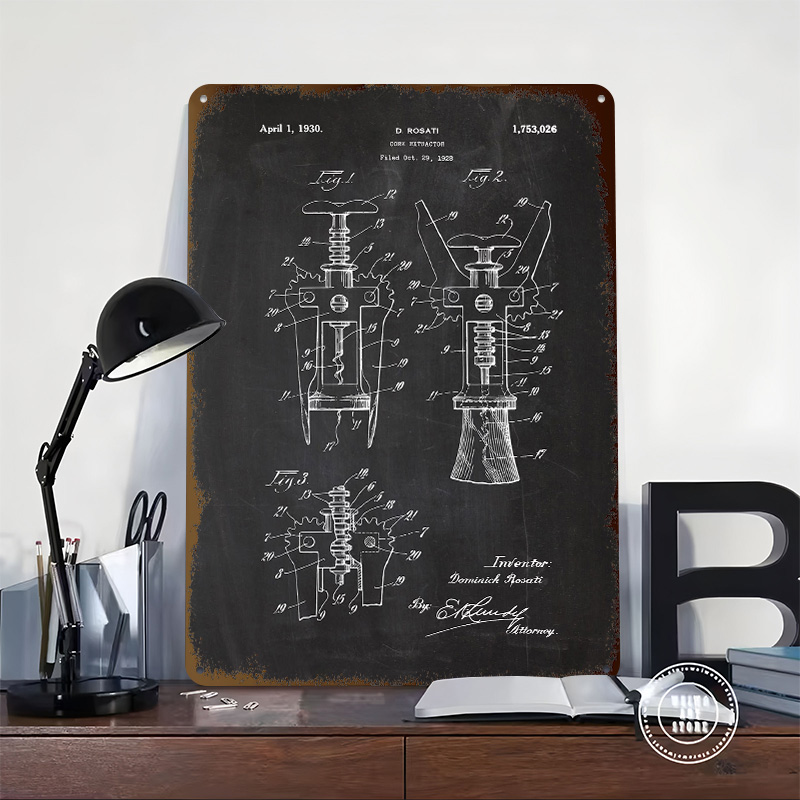 1928 Cork Extractor Tinplate P - огляд і ціна Desk Setup Vintage