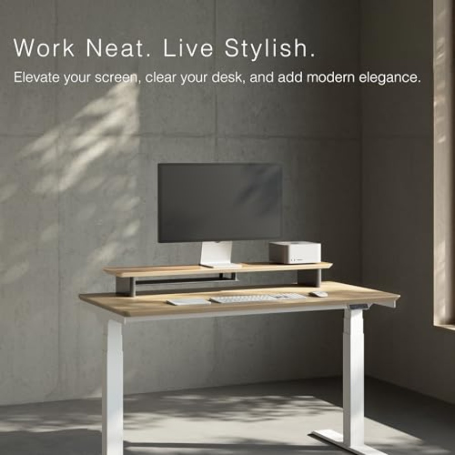 White Oak Dual-Tier Ergonomic  - огляд і ціна Desk Setup Oak