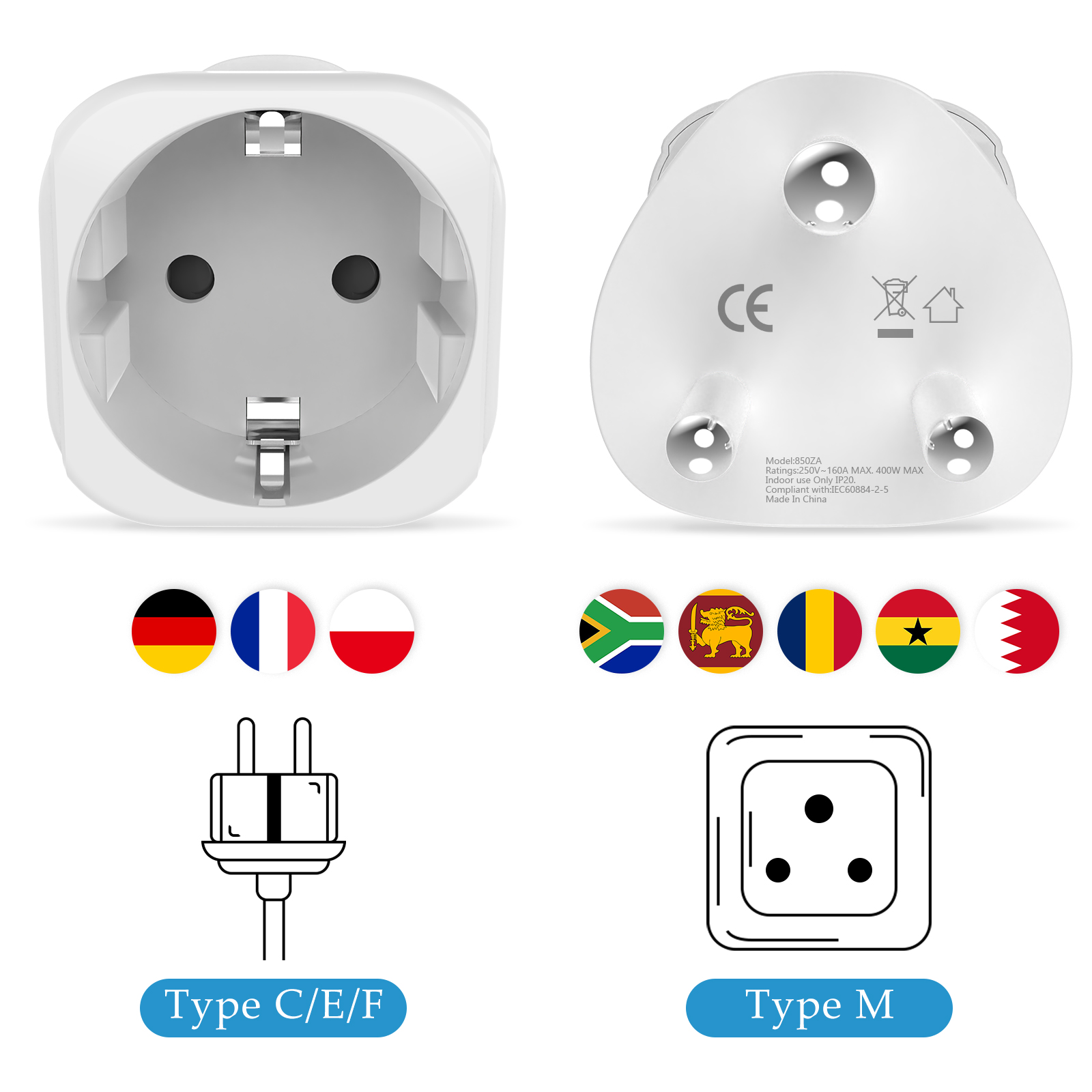 2PCS South Africa Travel Adapt - огляд і ціна Power Strip Flat